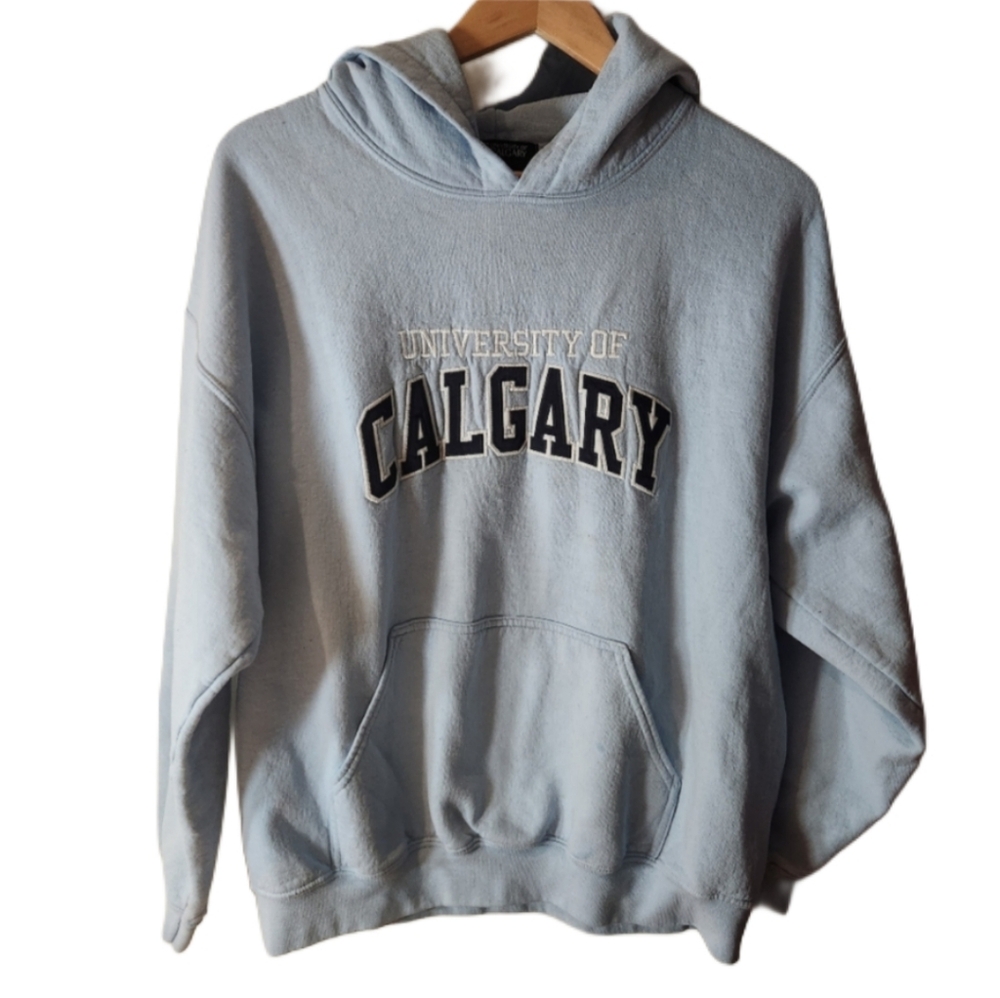 Vintage Large University of Calgary Light‎ Blue Hoodie